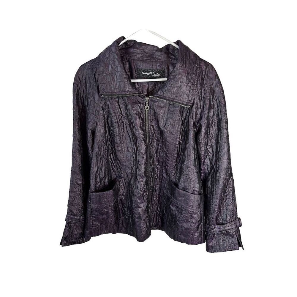 Cheryl Nash Windridge Women's Purple Crinkled Jacket M Long Sleeve
